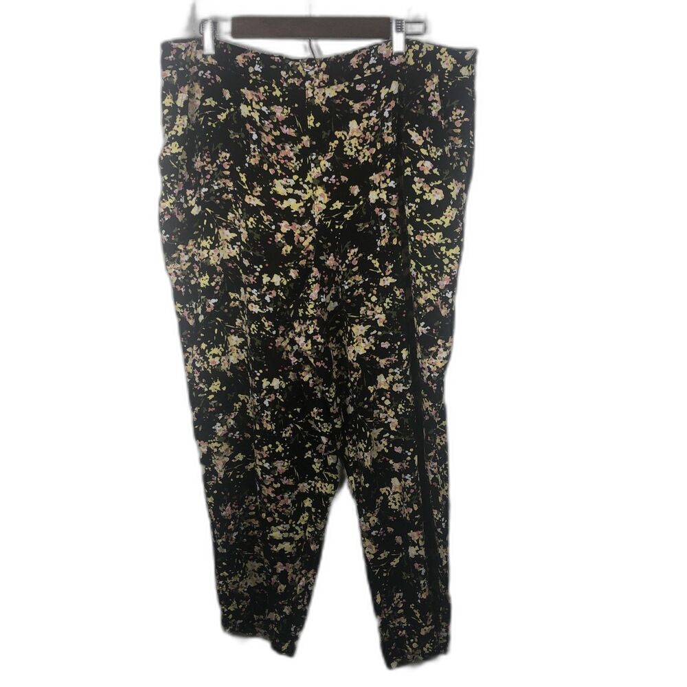 Jessica Simpson Women's XXL Cameren Pull On Pants Black Floral Multi color